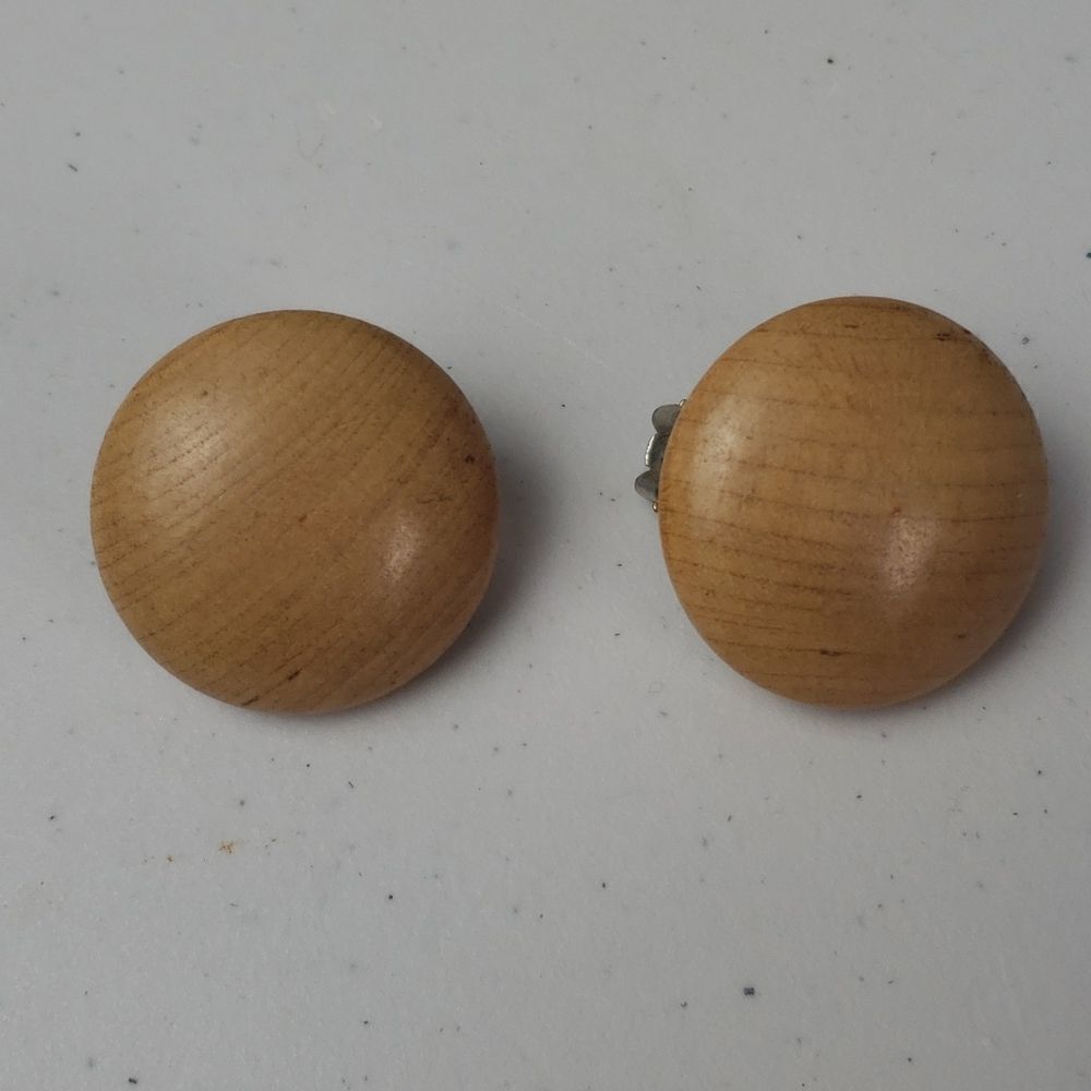 Vintage Wooden Clip on Earrings